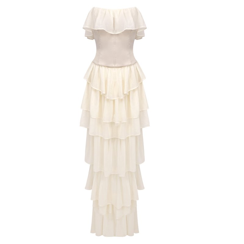 Off-Shoulder Ruffle Tiered Gown H6282