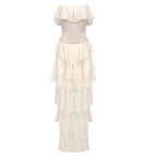 Off-Shoulder Ruffle Tiered Gown H6282