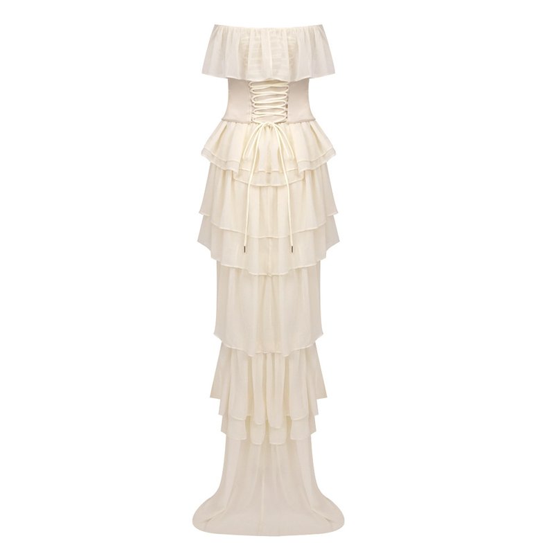 Off-Shoulder Ruffle Tiered Gown H6282