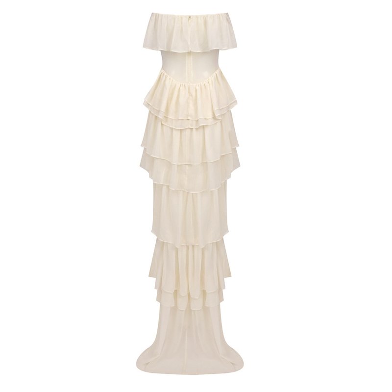Off-Shoulder Ruffle Tiered Gown H6282