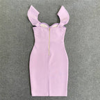 Off Shoulder Ruffle White Bandage Dress H5918