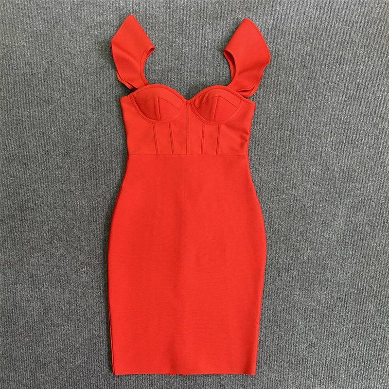 Off Shoulder Ruffle White Bandage Dress H5918