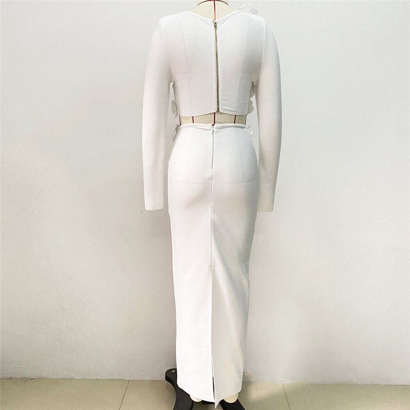 Off-Shoulder Ruffle White Two-Piece Set H6193
