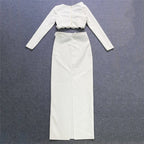 Off-Shoulder Ruffle White Two-Piece Set H6193