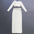 Off-Shoulder Ruffle White Two-Piece Set H6193