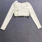 Off-Shoulder Ruffle White Two-Piece Set H6193