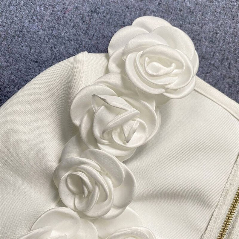 Off-Shoulder Ruffle White Two-Piece Set H6193