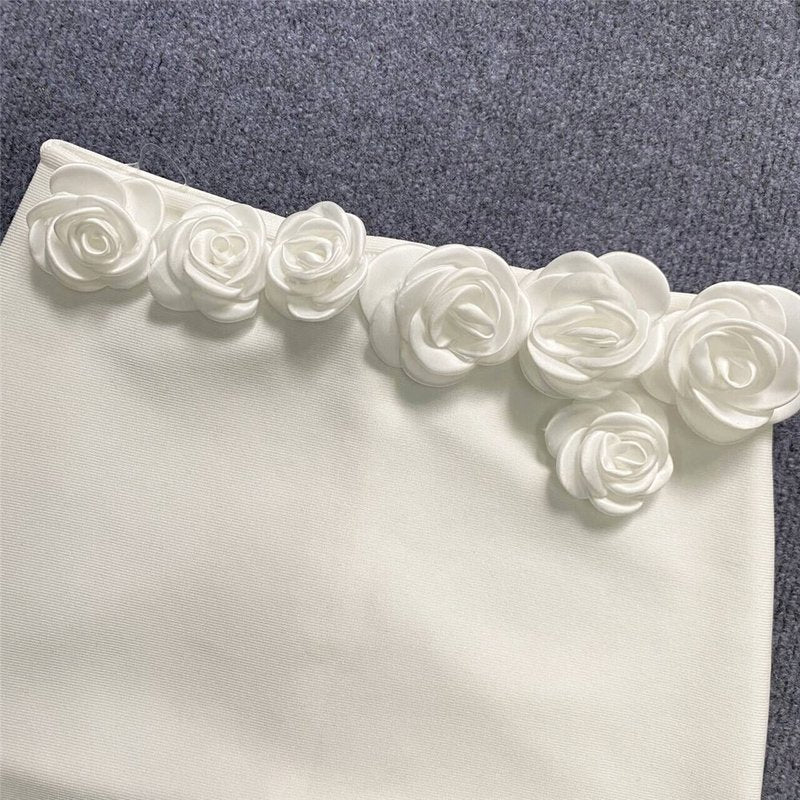 Off-Shoulder Ruffle White Two-Piece Set H6193