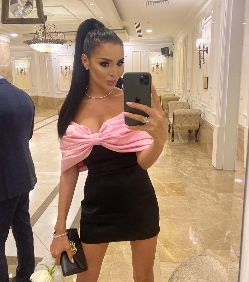 Off-Shoulder Satin Bow Mini Dress H4570