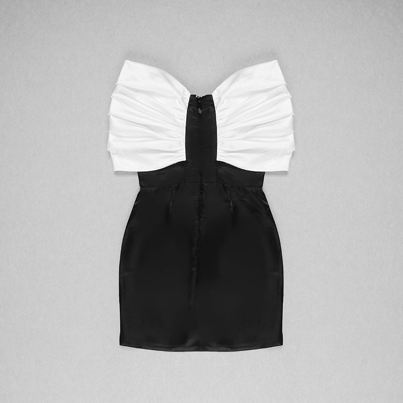 Off-Shoulder Satin Bow Mini Dress H4570