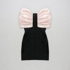 Off-Shoulder Satin Bow Mini Dress H4570