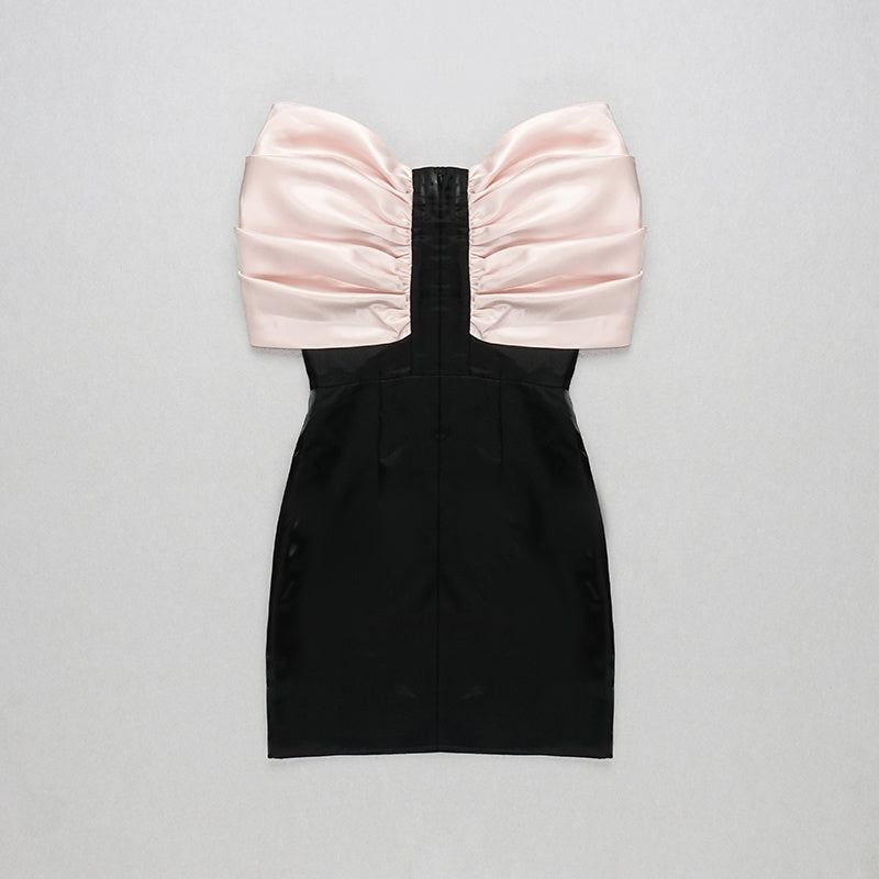 Off-Shoulder Satin Bow Mini Dress H4570