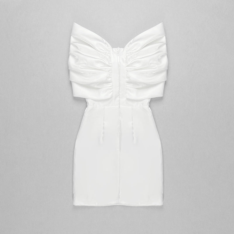 Off-Shoulder Satin Bow Mini Dress H4570