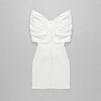 Off-Shoulder Satin Bow Mini Dress H4570