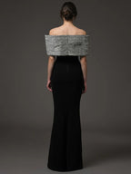 Off-Shoulder Sequin Bow Gown H6686