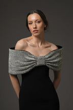 Off-Shoulder Sequin Bow Gown H6686