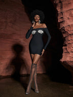 Off Shoulder Sequin Bust Mini Dress H6169