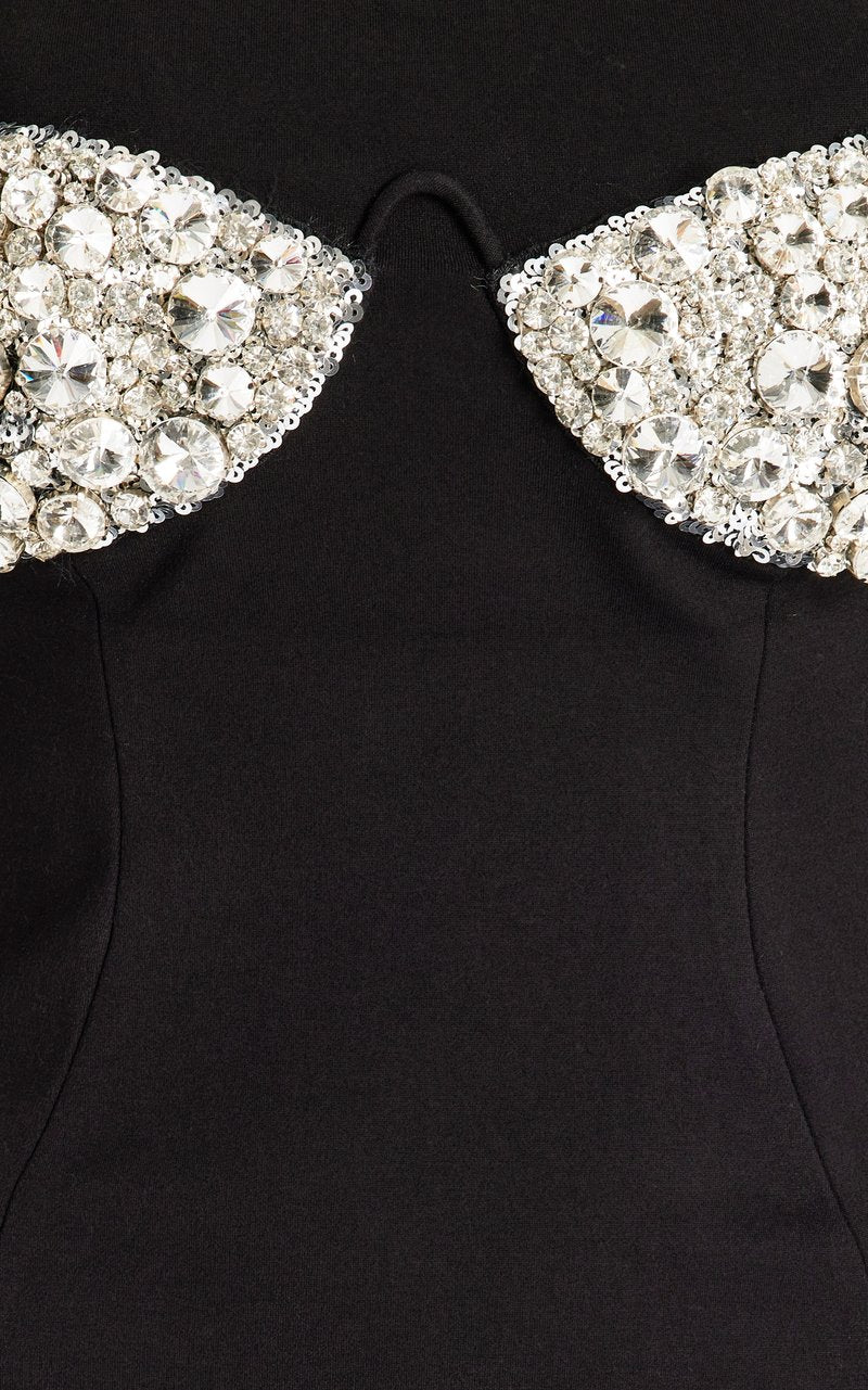 Off Shoulder Sequin Bust Mini Dress H6169