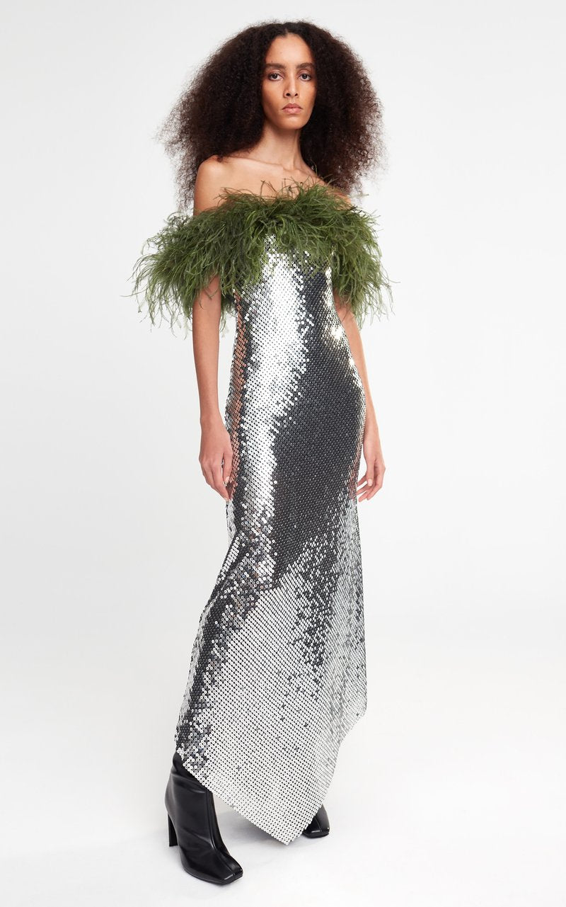 Off-Shoulder Sequin Maxi Dress H6013