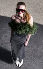 Off-Shoulder Sequin Maxi Dress H6013