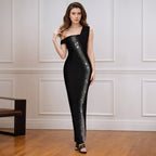 Off-Shoulder Sequin Maxi Dress H6806