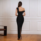 Off-Shoulder Sequin Maxi Dress H6806