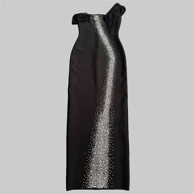 Off-Shoulder Sequin Maxi Dress H6806
