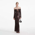 Off-Shoulder Sequin Mermaid Gown H6562