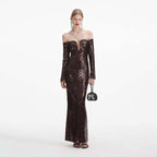 Off-Shoulder Sequin Mermaid Gown H6562
