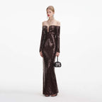 Off-Shoulder Sequin Mermaid Gown H6562