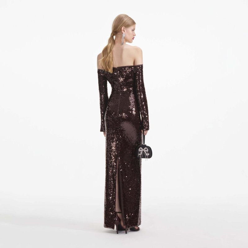 Off-Shoulder Sequin Mermaid Gown H6562