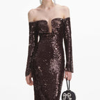 Off-Shoulder Sequin Mermaid Gown H6562