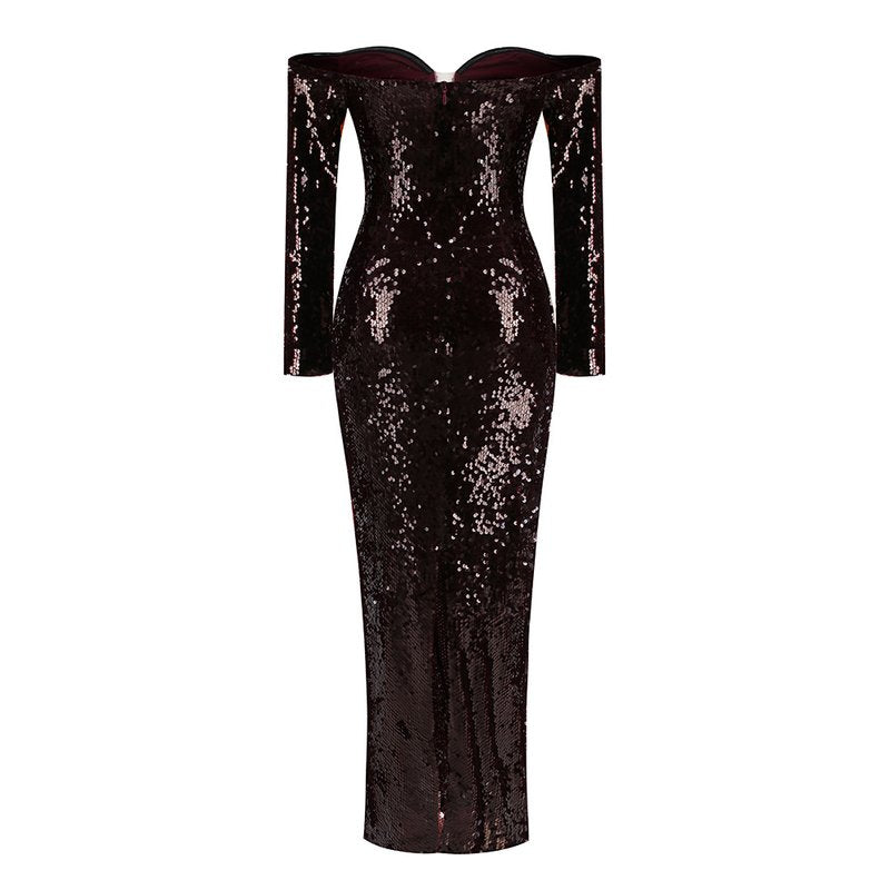 Off-Shoulder Sequin Mermaid Gown H6562