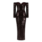 Off-Shoulder Sequin Mermaid Gown H6562