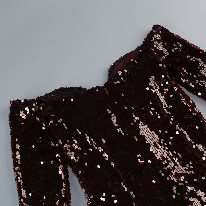 Off-Shoulder Sequin Mermaid Gown H6562