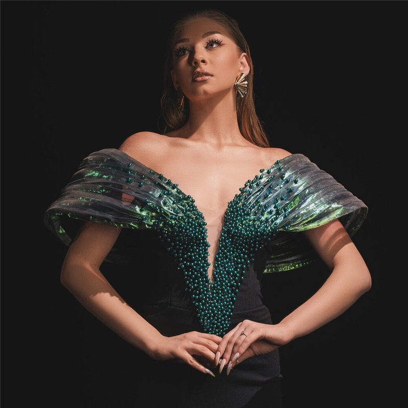 Off Shoulder Sequin Mermaid Gown H6828