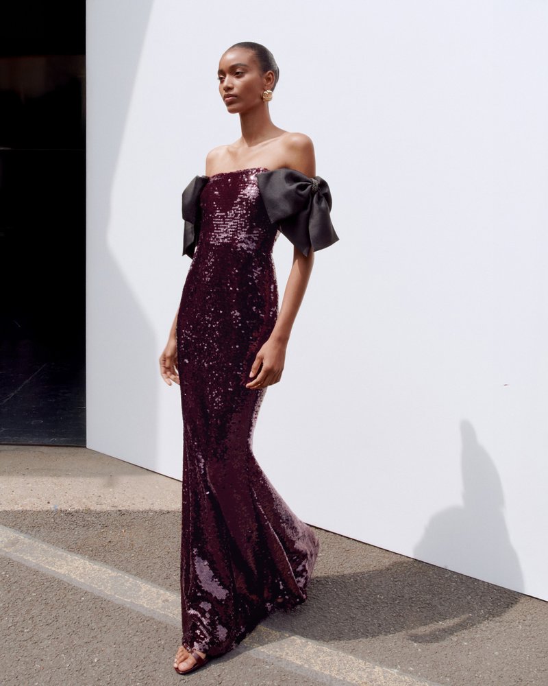 Off-Shoulder Sequin Mermaid Gown H7035