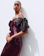 Off-Shoulder Sequin Mermaid Gown H7035