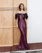 Off-Shoulder Sequin Mermaid Gown H7035