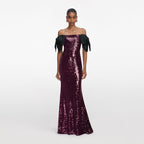 Off-Shoulder Sequin Mermaid Gown H7035