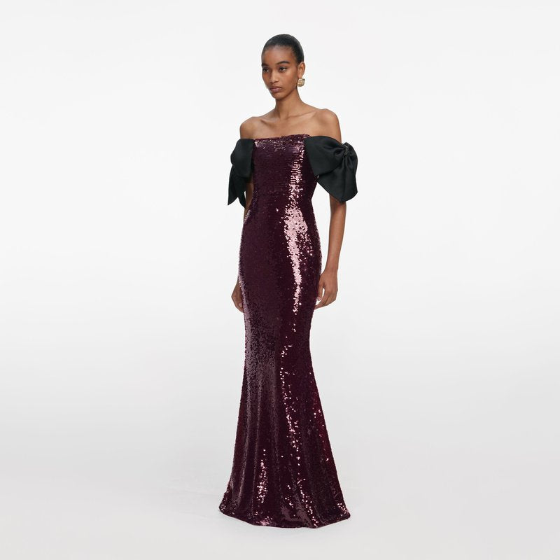 Off-Shoulder Sequin Mermaid Gown H7035
