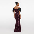 Off-Shoulder Sequin Mermaid Gown H7035