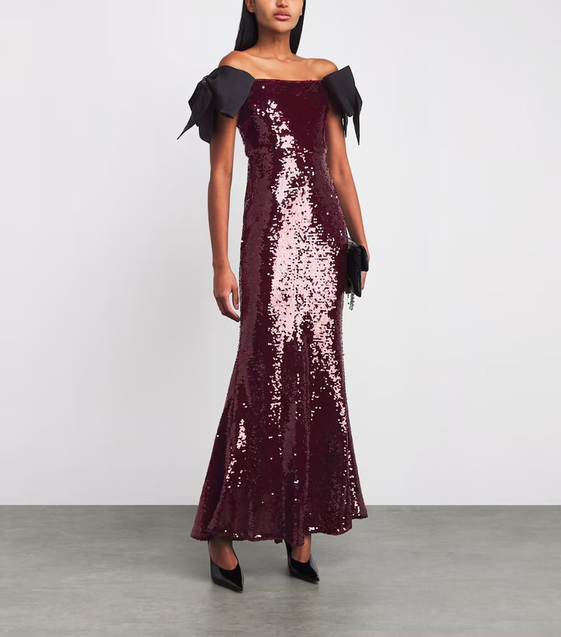Off-Shoulder Sequin Mermaid Gown H7035