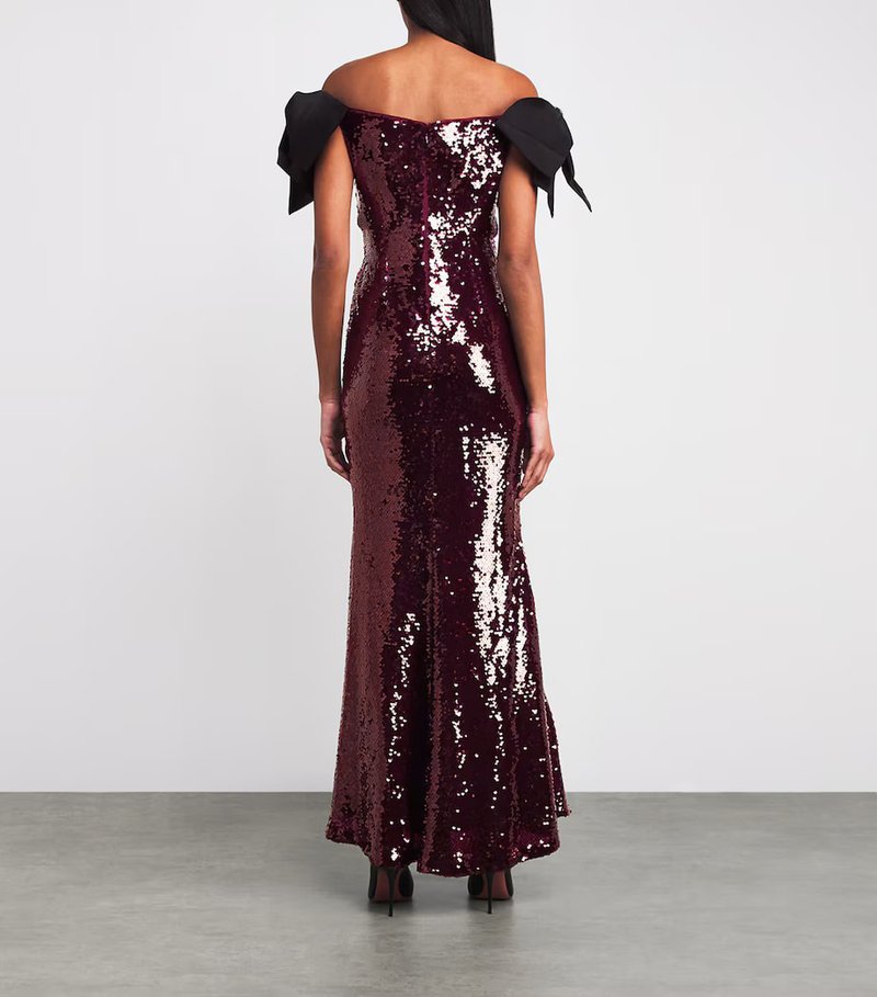Off-Shoulder Sequin Mermaid Gown H7035