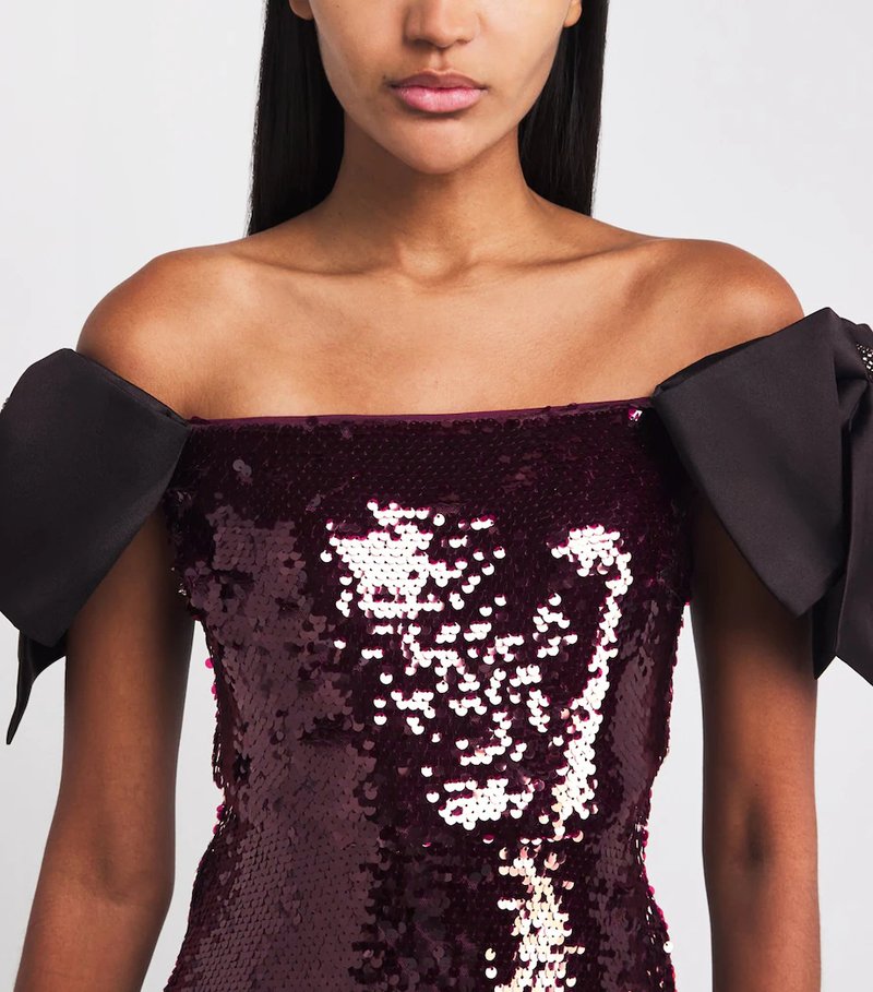 Off-Shoulder Sequin Mermaid Gown H7035