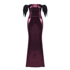 Off-Shoulder Sequin Mermaid Gown H7035
