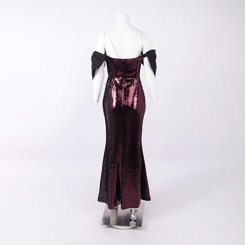 Off-Shoulder Sequin Mermaid Gown H7035