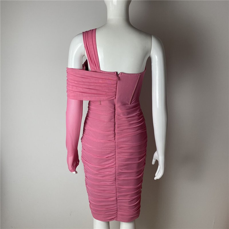 Off Shoulder Sheer Bandage Dress H5461