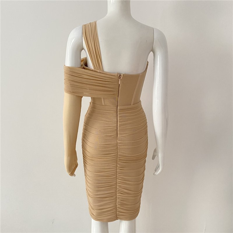 Off Shoulder Sheer Bandage Dress H5461
