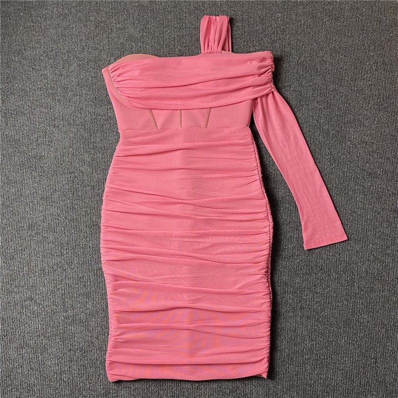 Off Shoulder Sheer Bandage Dress H5461